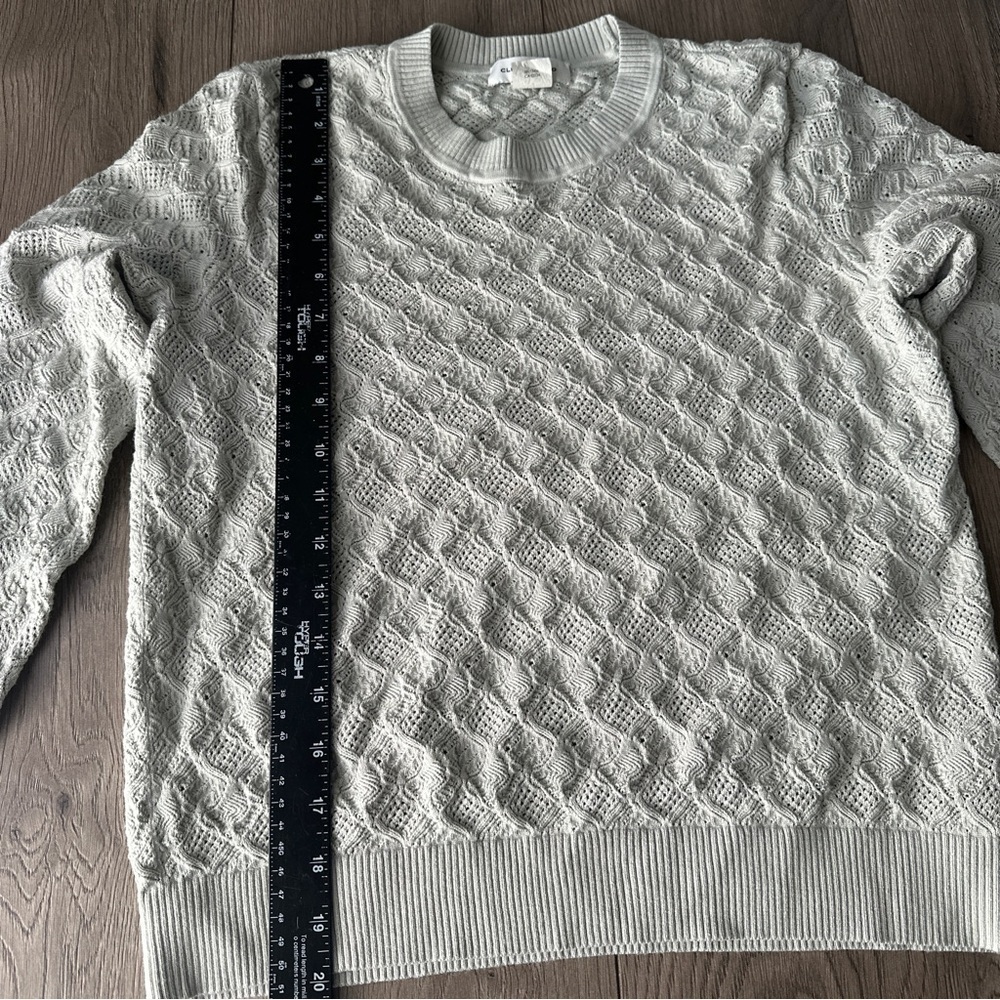 Club monaco Pointelle Stitch Crew Sweater Color: Metal Size Medium - Picture 9 of 10